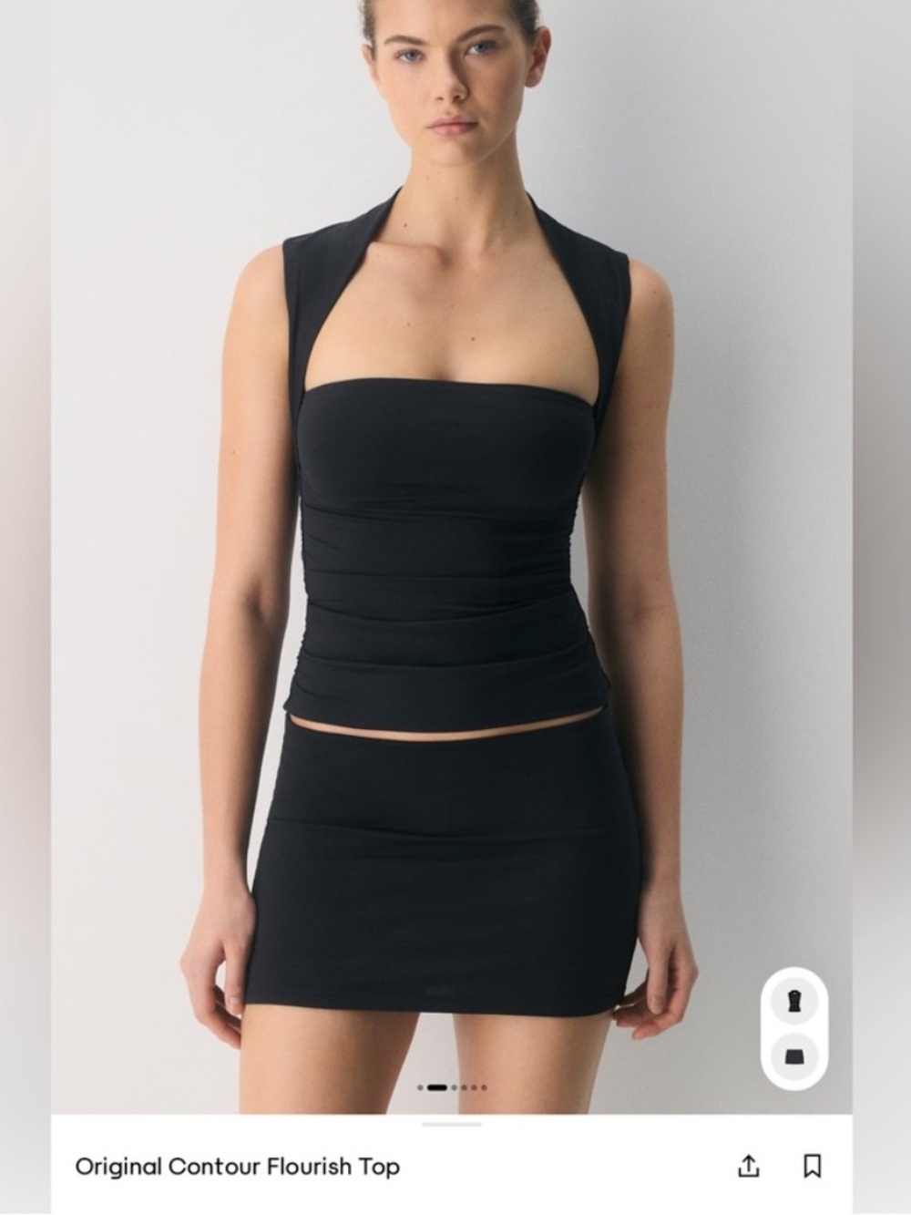 Aritzia Black Original Contour Flourish Top